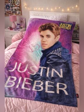 Justin Bieber Beach Towel Throw Blanket Purple Pink Fan Merch Belieber